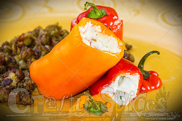 Stuffed Mini Sweet Peppers Stuffed Mini Sweet Peppers filled with cream cheese, spices and bacon.