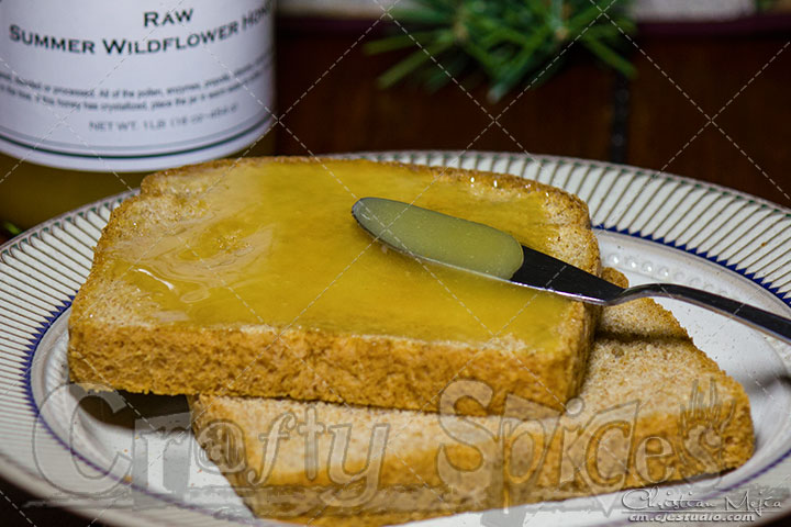 Mohawk Valley Trading Company - Raw Summer Wildflower Honey in a toast Mohawk Valley Trading Company - Raw Summer Wildflower Honey in a toast