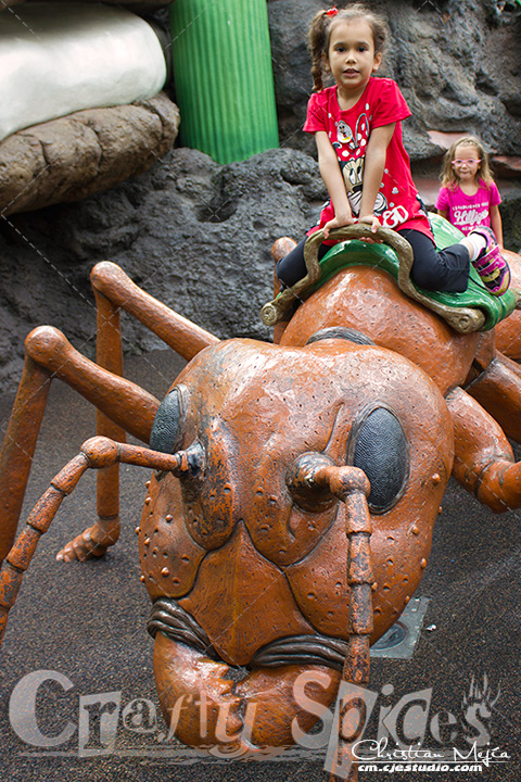Kira on a giante ant - Disney World Hollywood Studios Honey I Shrunk the Kids