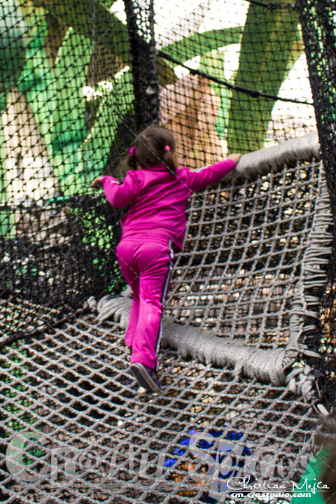Kaylee going up the net - Disney World Hollywood Studios toddler area
