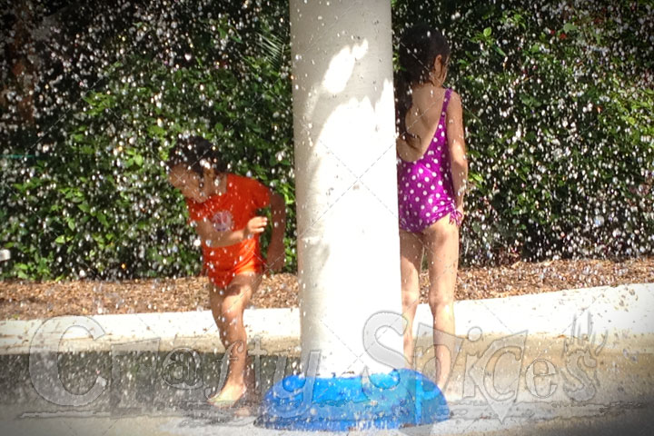 Kira at the water park with some friends.