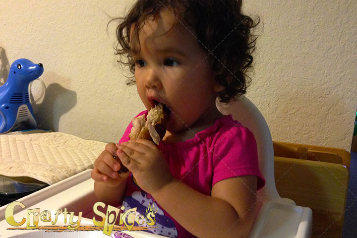 Kaylee eating Chicken