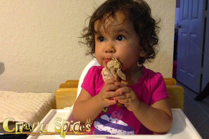 Kaylee eating Chicken